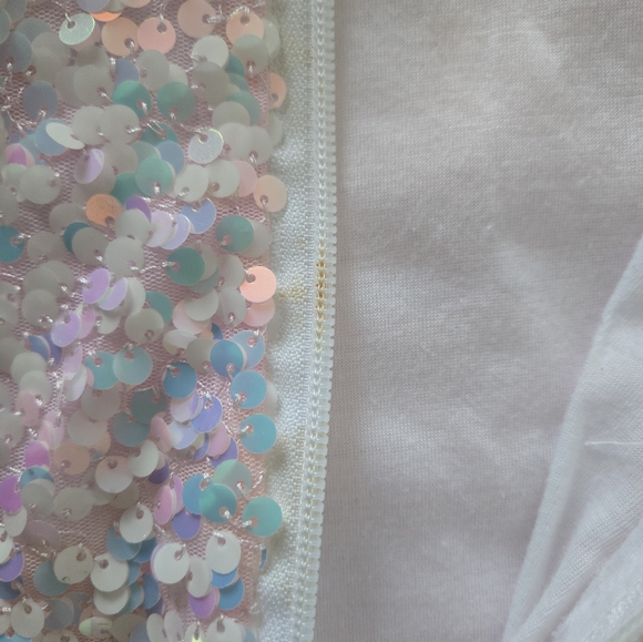 Girls More Than Magic White Sequin Full Zip Varsity Style Jacket Med 7/8 - Picture 4 of 6